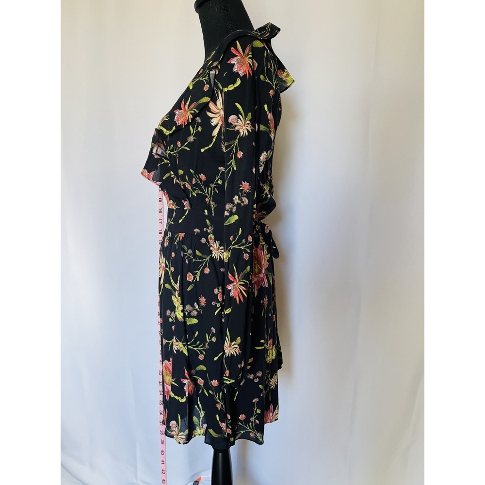 RACHEL ZOE Women Longsleeve V-Neck Floral Mini Dress Size 2 - Picture 5 of 12